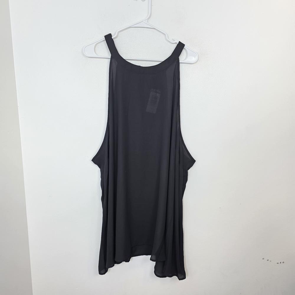 TORRID Black Semi-Sheer Flowy Gothic Lightweight Drapey Chiffon Tank Top Size 6X